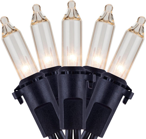 YULETIME Clear Christmas Lights with Black Wire, Pack of 2 Sets 33