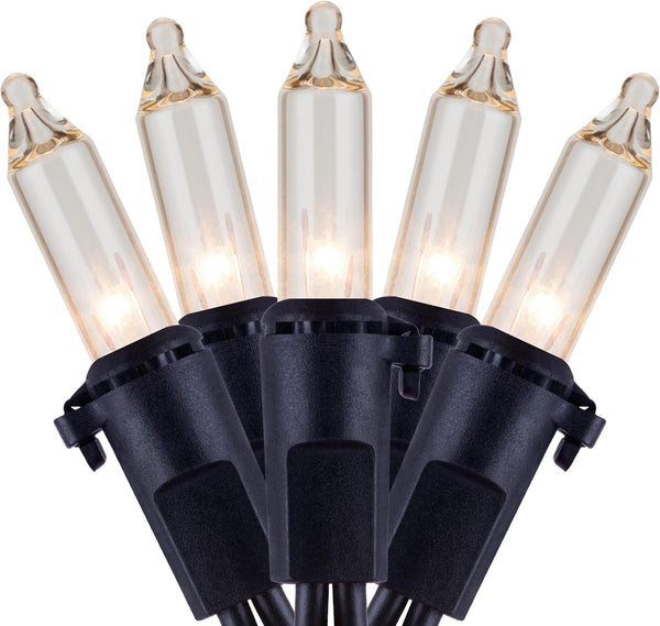 YULETIME Clear Christmas Lights with Black Wire, Pack of 2 Sets 33
