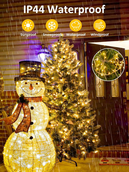 66Ft 200 Dimmable 12Modes Smart String Lights With Voice Control Indoor Outdoor, Clear Wire LED Christmas Lights
