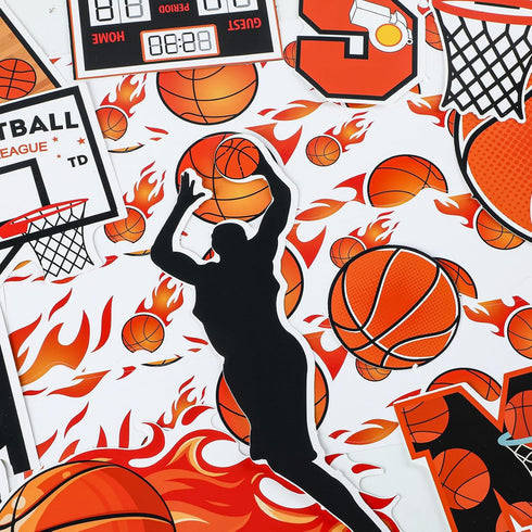 gisgfim Basketball Bulletin Board Decoration Set, Background Paper & Borders for Classroom School Game Craft