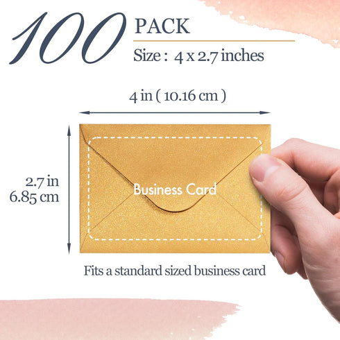 Gift Card Envelopes - 100-Count Mini Paper Envelopes for Small Note Cards, Gold and Silver, 4 x 2.7 Inches