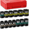KIRXST 13-Piece 3/8" Drive Shallow Impact Socket Set, 7-19mm, Semi-Deep Sockets, CR-V, Socket
