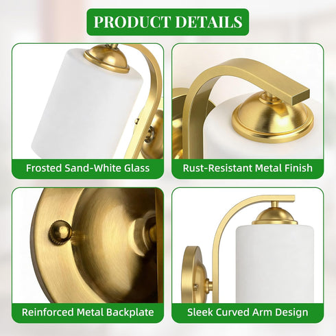 Wall Sconces Lights Lamp for Bedroom Bathroom, Modern Vanity Light Fixtures, Gold Farmhouse Wall Mount Lighting