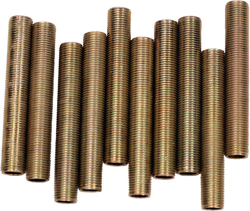 Creative Hobbies ELY1097 Steel All Thread Lamp Pipe Nipples, 4 Inch Long, Yellow Zinc Coated, Pack of 10 Pieces