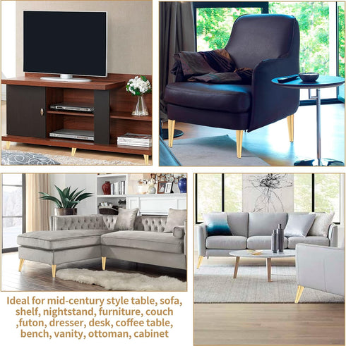 Bivethoi 4PCS 4 Inch Oblique Furniture Legs Sofa Legs, Mid-Century Couch Legs Tapered Chair Legs, Metal Ottoman Legs