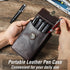 Top Grain Genuine Leather 5 Slot Pen/Pencil Tray Case Organizer, Handmade Vintage Design, Glossy Coffee