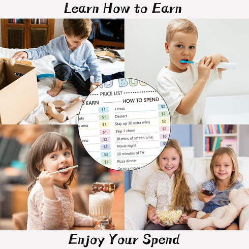 633pcs COcnny Kids Reward Bucks Charts, Good Behavior Reward System Bucks List, Prop Play Bucks Routine Chart