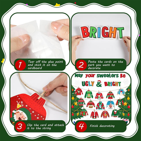 Pasimy Christmas Bulletin Board Decorations Set, Ugly Sweater Paper Cutouts for Classroom Decor