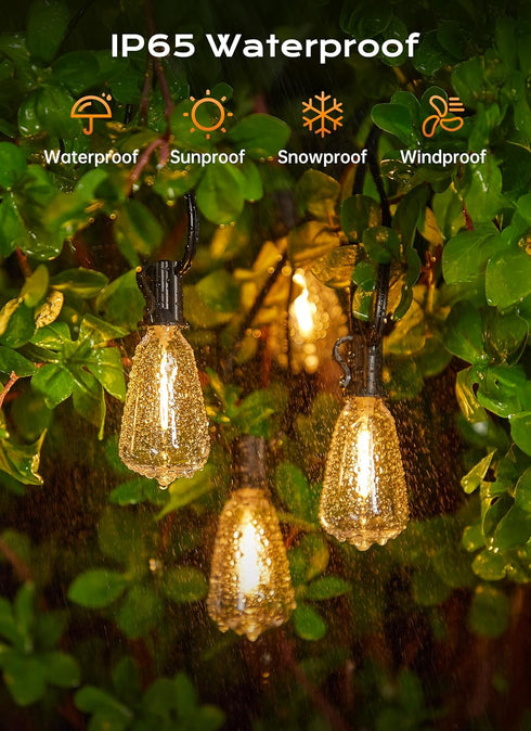 100FT 31+2 ST38 Bulbs, 3 Dimmable 2700K Minetom Outdoor-String-Lights with Remote, Shatterproof LED Waterproof Patio