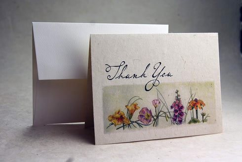 Generic Set 10 Seed Paper Thank You Card Wildflower Watercolor Print