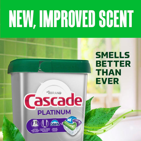 12 count Cascade Platinum Dishwasher Pods, Dishwasher Detergent, Dish Detergent Soap, Fresh