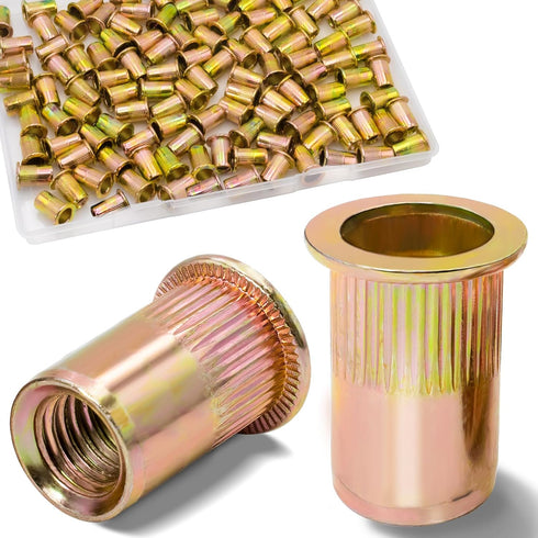 Vifmy 1/4 Rivet Nut, 115Pcs Carbon Steel Zinc Rivet Nuts 1/4-20, 1 4