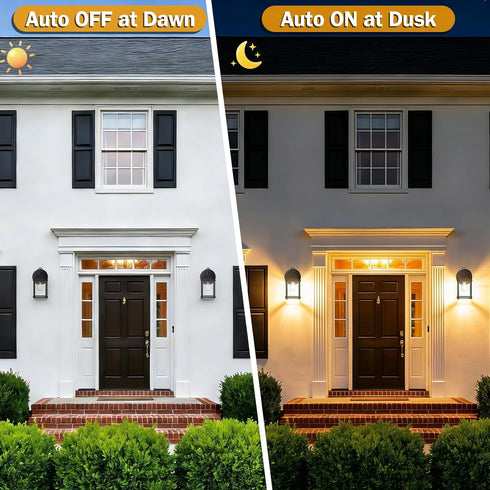 E26 1-Pack, LIT-PaTH Dusk to Dawn Outdoor Wall Lantern, Wall Sconce Waterproof Porch Lighting Fixture, Base, Aluminum