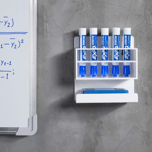 MyGift Wall Mounted Dry Erase Whiteboard Marker Holder Stand with 10 Marker Slots and Eraser Holder