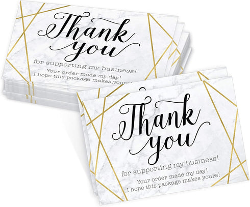 Hadley Designs 25 Gold Marble Thank You Cards, Customer-Appreciation Note Cards for Small Business Inserts