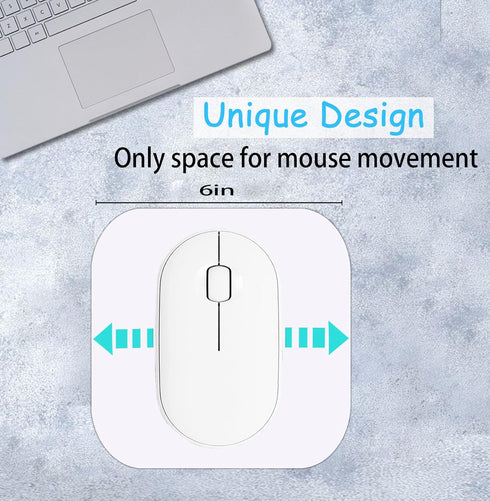Mini Mouse Pad, 6x6 Inches, Waterproof Non-Slip Rubber Base, for Laptop, Keyboard Tray, Wireless Mouse, Home, Office, Travel (white) by ZYAOTWQZ