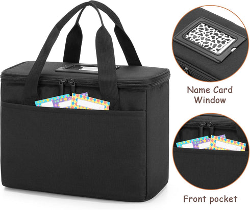Trunab Reusable 3 Cups Drink Carrier - Insulated Drink Caddy Holder Bag for Delivery, Black