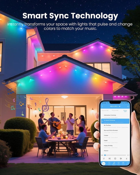 100FT 24V 221 IP68 (100FT) KISUFU Permanent Outdoor Lights for House, Smart Outside Lights with Modes, App & Remote