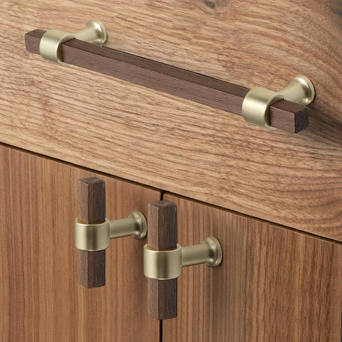 10 Pack Walnut Wooden Drawer Pulls Beech Wood Drawer Handles Wood Hardware for Cabinets Dressers Wood Cabinet knobs