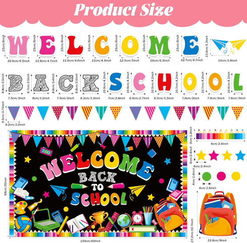 Welcome Back to School Bulletin Board Decorations First Day of School Theme Classroom Bulletin Board Border Set Pencil Notebook Schoolbag Paper Cutouts Preschool Chalkboard Wall Decor by Justforjoyful