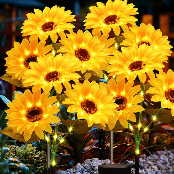 echosari 4 Pack Solar Lights Outdoor Waterproof, Sunflower Solar Stake Lights Auto