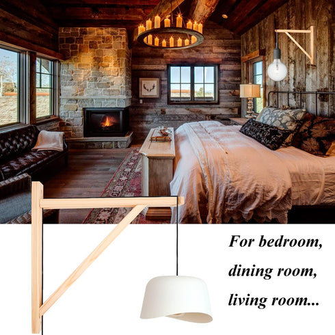 HingoFuni 4 Pack Wall Mount Natural Wood Bracket Solid Bracket Shelf Supports Kits for Sconces Pendant Lights Swag