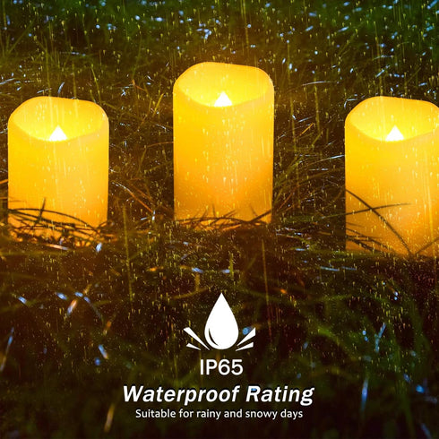 Solar Flameless Candles, Outdoor Waterproof Flickering LED Light Candles for Lantern Garden Camping Decor, Set of 2