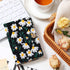 Fabric Notebook A6 - Flower Embroidered Journal, Daisy Printed Linen Hardcover Pocket Ruled Notebook for Women