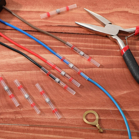 300 Butt Splice Red Solder Seal Wire Connectors - 22-18 Awg, Waterproof Insulated Electrical Terminals for Automotive