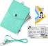 Teskyer Badge Holder with Side Zip Pocket, Leather ID Holder Wallet with Neck Lanyard for Office Staffs