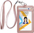Teskyer Leather ID Badge Holder for Work School IDs, Cruise Ship Cards, Hotel Key Cards - Rose Gold Lanyards