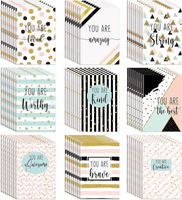 Sherr 72 Pcs Inspirational Notepads, Mini Motivational Journal Notebook with Glitter Lines and Dots, Bulk Party Favors