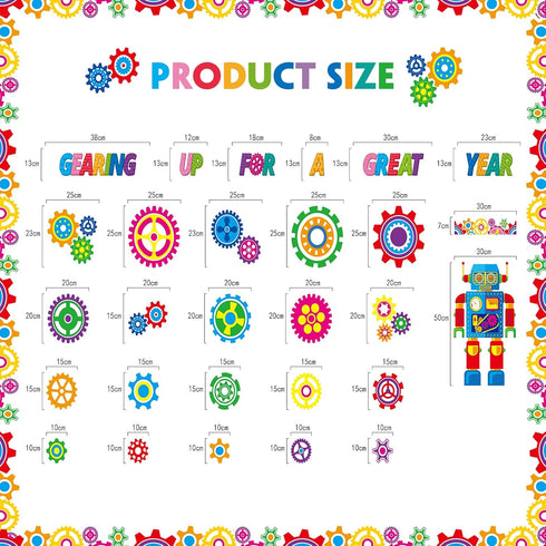 Fulmoon 52 Pcs Gear Bulletin Board Set Classroom Gear Robot Wall Decoration Gearing up for a Year Wall Decor Cutouts for School Classroom Science Themed Back to School Party Wall Decor Supplies by Fulmoon