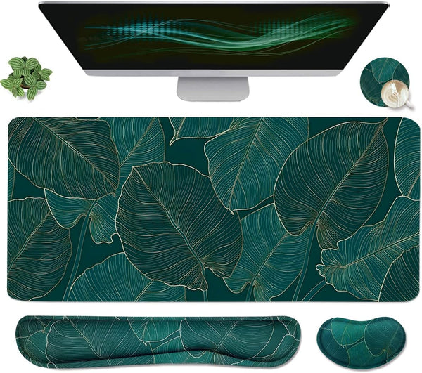 Ergonomic Large Mouse Pad and Keyboard Wrist Rest - 4-in-1 Large Gaming Mouse Pad with Wrist Support for Home Office,