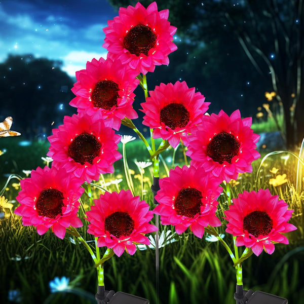 KAIVESEA 3 Pack Solar Garden Flowers Lights Outdoor Waterproof Sunflower Solar Lights for