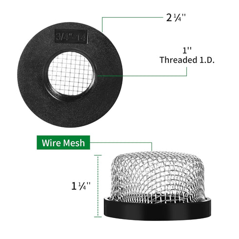 4 Pack Stainless Steel Mesh Strainer, 3/4"-14 Aerator Screen for Livewell Pump, Industrial Plumbing