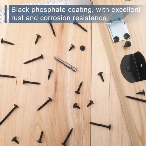 70pcs #8 × 2” Modified Truss Head Wood Screws, Phillips Drive, Black Screws with Screwdriver Bit