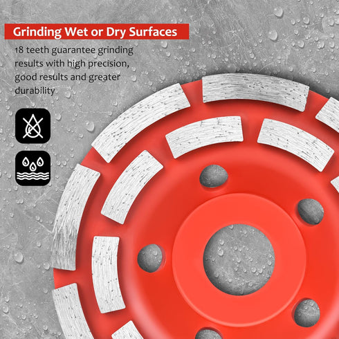 TOOLEAGUE 4.5 Inch Diamond Concrete Grinding Wheel, 3 Pcs Cup Grinder Wheel for Stone & Concrete Polishing