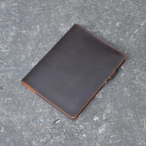 Genuine Leather Journal Notebook Cover, Composition Notebooks 9.75" x 7.5", Gift for Student, Dark Brown