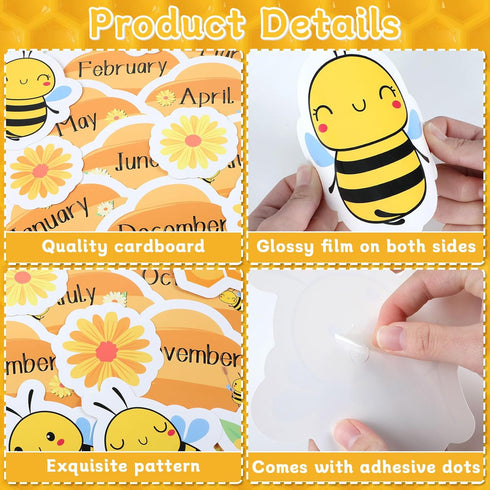 Bee Birthday Bulletin Board Set with Happy Bee Day Decorations, Honeycomb Cutouts, and Sunflowers for Classroom Decor