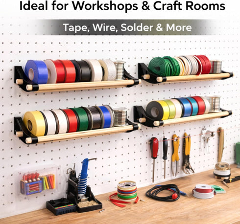 12 (3PK PEGGY Pegboard Accessory Hook and Dowel Organizer Storage for Tape, Steel Wire Spools, Ribbon, Crafts, Hobby