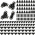 Push to Connect Fittings Kit, 120 Pcs Quick Release Pneumatic Connectors for Air Line Fittings, Black, 1/4 Inch OD