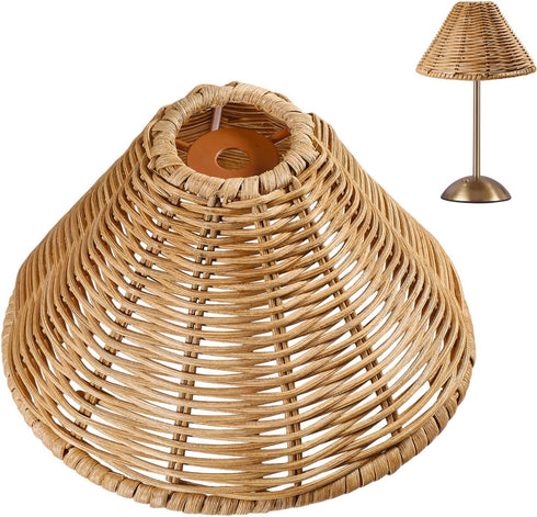 CHGCRAFT Empire Clip-On Chandelier Lamp Shades Cone Natural Rattan Lamp Shades Replacement