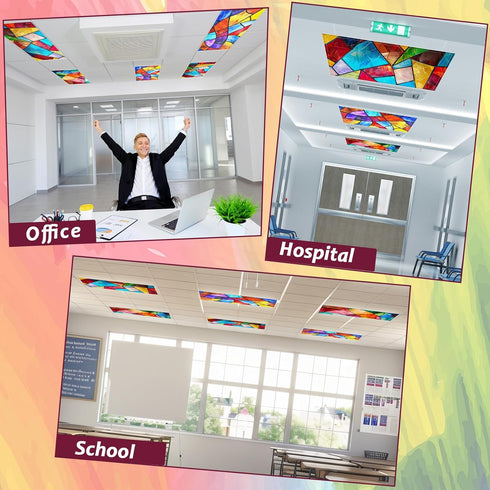6 60 4 2 Pcs Fluorescent Light Covers with Magnets Decorative for Classroom Ceiling Lights x Feet Magnetic Light Cover