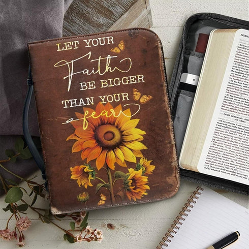 Sunflower Waterproof Bible Case, Large Size Bible Covers for Women with Handle and Zippered Journal Case