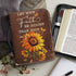 Sunflower Waterproof Bible Case for Women, Large Size Protective Bible Covers with Handle and Zippered Journal Case