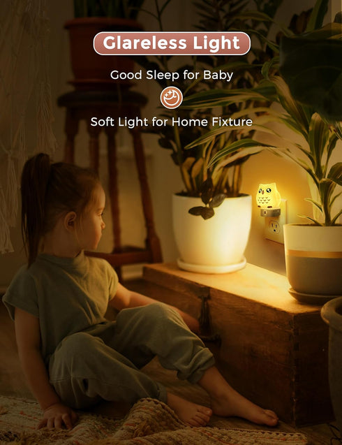 3D 8-Color 3000K, 3 L LOHAS LED Owl Night Light for Kids, Owl Night Light Plug in Wall, Dusk to Dawn Sensor