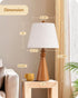 21.85" E26 EDISHINE Tall Table Lamp, Rustic Bedside Lamp, Water Transfer Rose Wood Grain Metal Base, Beige Linen Shade