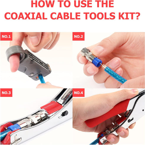 Knoweasy Compression Tool Kit - Coaxial Cable Crimper, Cutter with 20pcs Connectors for RG59/RG6 Coaxial Connections