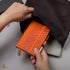 HUSAN Journal Notebook, Pocket Size for Women and Men, Leather Hardcover, Lined Grid, 128 Pages, 3.5" x 5.5", Burnt